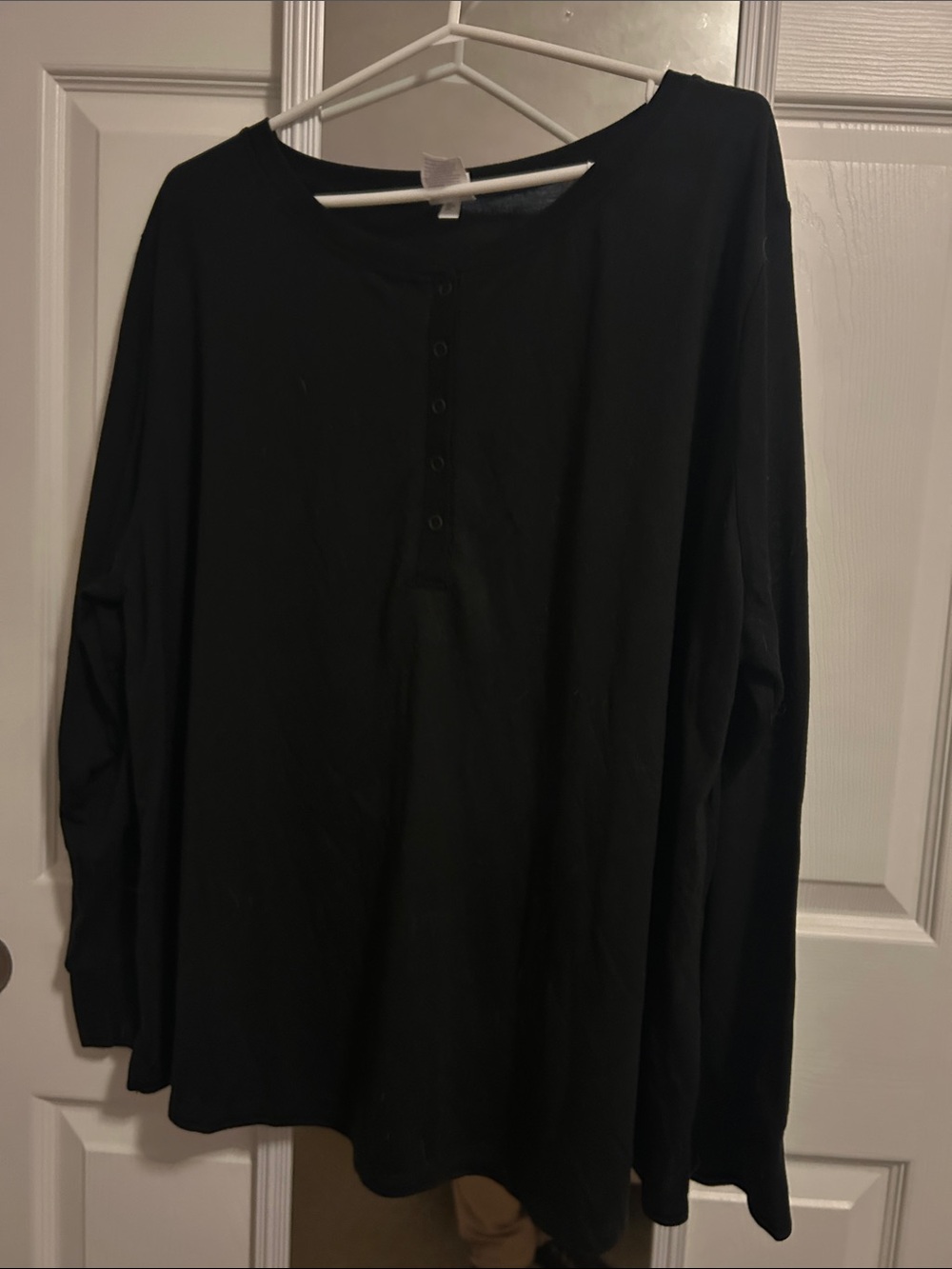 Womans Black Long-Sleeve Henley Shirt